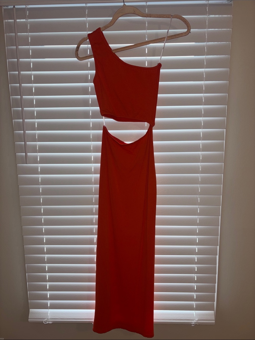 Asymmetrical Orange Cutout Maxi Dress